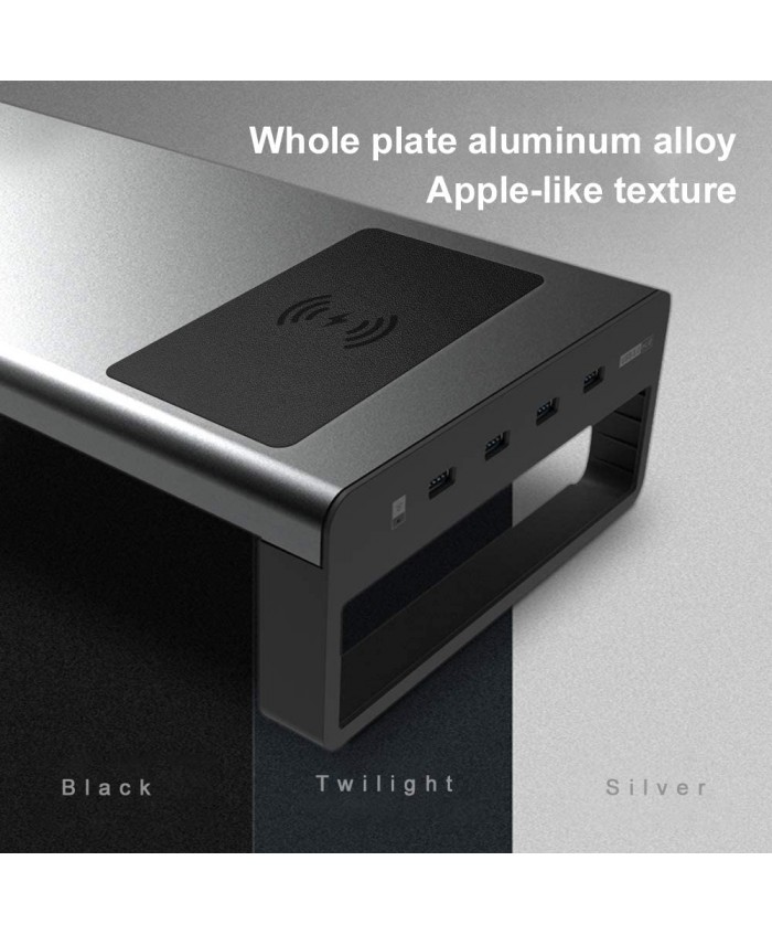 Soporte de aluminio para monitor con nodo para 4 USB 3.0.