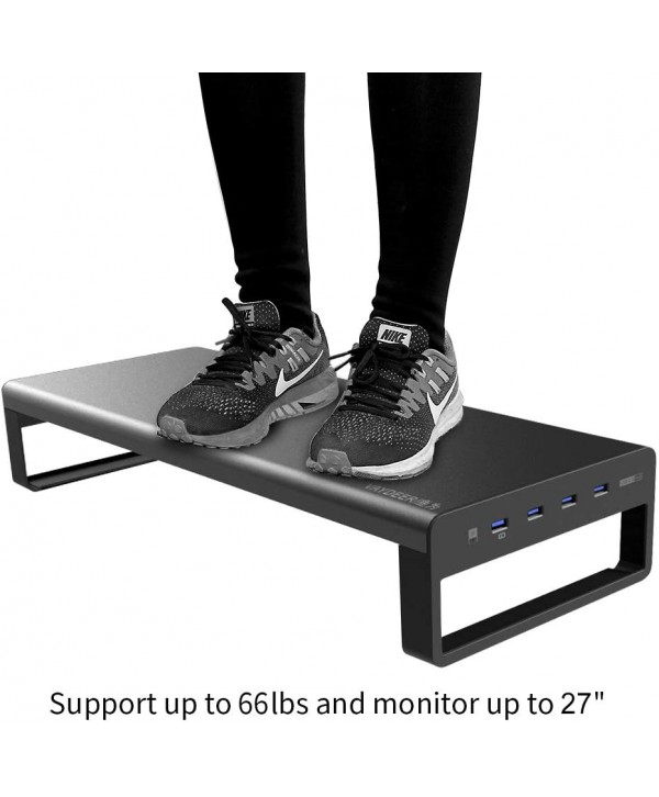 Soporte para monitor de aluminio con 4 Hub USB3.0 y almohadilla de carga inalámbrica